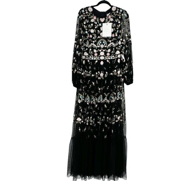 Mac Duggal 35111 Floral Embroidered Embellished Gown Blouson Sleeves Size 18 NWT - Picture 7 of 13